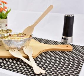 img 1 attached to 🌿 Gmark Eco-friendly Wooden Sporks 100 ct: Disposable Spoon Fork 2-in-1 Cutlery, Green Natural Birchwood GM1033A