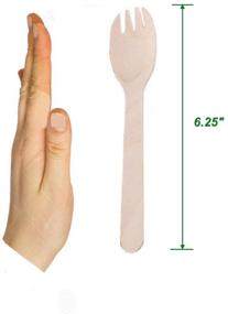 img 3 attached to 🌿 Gmark Eco-friendly Wooden Sporks 100 ct: Disposable Spoon Fork 2-in-1 Cutlery, Green Natural Birchwood GM1033A