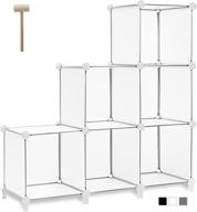 🗄️ guanjun storage organizer 6 cubes: modular shelves, diy plastic closet cabinet with rubber hammer - perfect for bedroom, living room, office (white) logo