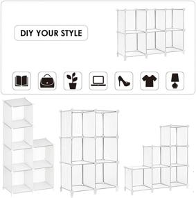 img 2 attached to 🗄️ GuanJun Storage Organizer 6 Cubes: Modular Shelves, DIY Plastic Closet Cabinet with Rubber Hammer - Perfect for Bedroom, Living Room, Office (White)