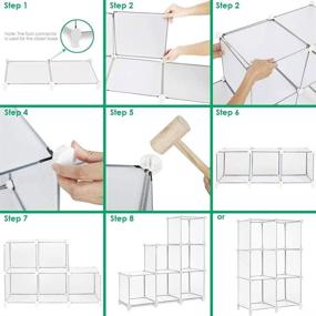 img 1 attached to 🗄️ GuanJun Storage Organizer 6 Cubes: Modular Shelves, DIY Plastic Closet Cabinet with Rubber Hammer - Perfect for Bedroom, Living Room, Office (White)