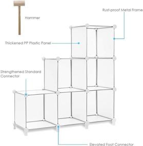 img 3 attached to 🗄️ GuanJun Storage Organizer 6 Cubes: Modular Shelves, DIY Plastic Closet Cabinet with Rubber Hammer - Perfect for Bedroom, Living Room, Office (White)