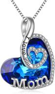 ❤️ toupop sterling silver "i love you mom" pendant necklace with crystal heart - perfect jewelry gift for women, mothers, friends - birthday & christmas presents logo