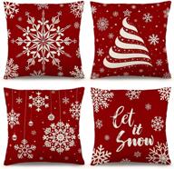 🎄 ygeomer christmas pillow covers 20x20 inch set of 4: red farmhouse rustic linen pillow case for sofa couch - holiday decorations throw pillow covers logo