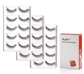 img 4 attached to 👁️ AJOY 3 Styles 15 Pairs Demi Wispies False Eyelashes Multipack for Natural Looks, Invisible Band Strip Lashes, Tapered Criss-Cross and Corner Wing Professional Lashes Set, R-15P