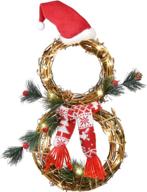 🎄 artiflr lighted christmas wreath decoration - 16 x 8 inch grapevine wreath with hat, bow & snowman shape for front door, home, and wall decor логотип