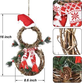 img 1 attached to 🎄 Artiflr Lighted Christmas Wreath Decoration - 16 x 8 Inch Grapevine Wreath with Hat, Bow & Snowman Shape for Front Door, Home, and Wall Decor