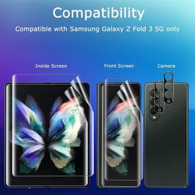 img 3 attached to 📱 Гибкая защитная пленка Milomdoi TPU для экрана Samsung Galaxy Z Fold 3 5G - 2 штуки (для передней и внутренней части), включает 2 штуки защитного стекла для камеры, установка без пузырей, совместима с отпечатком пальца.