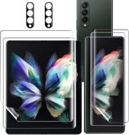 📱 гибкая защитная пленка milomdoi tpu для экрана samsung galaxy z fold 3 5g - 2 штуки (для передней и внутренней части), включает 2 штуки защитного стекла для камеры, установка без пузырей, совместима с отпечатком пальца. логотип