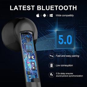 img 1 attached to 🎧 Беспроводные наушники Hotlife True с микрофонами, водонепроницаемые IPX6 Bluetooth 5.0 - чехол для зарядки со светодиодным дисплеем для iPhone и Android - сенсорное управление стерео-наушниками в ухе для работы и спорта.