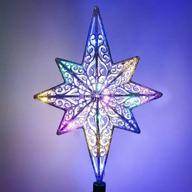 🌟 rainbow lights rotating christmas tree topper star decoration for outdoor and indoor holiday party night logo