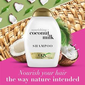 img 3 attached to OGX Nourishing Coconut Milk Moisturizing Shampoo - For Strong, Healthy Hair. Infused with Coconut Milk, Coconut Oil & Egg White Protein. Paraben-Free. Sulfate-Free. 13 fl oz