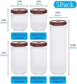 img 3 attached to 🍯 SAIOOL Set of 5 Kitchen Canisters - Thick, Stackable, Natural Style - Cookie, Rice and Spice Jars - Sugar or Flour Container - Big and Small Airtight Food Jar for Pantry