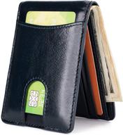 premium leather wallet with pocket billfold and rfid blocking – essential men's accessory logo