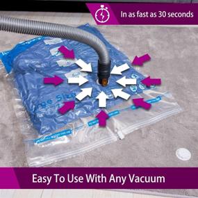 img 1 attached to 📦 Jumbo Vacuum Storage Bags 7-Pack: Space Saving Sealer Bags for Clothes, Blankets, and Comforters with Hand Pump