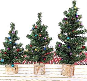 img 1 attached to 🎄 Winlyn 3 Pack Mini Canadian Pine Trees: Festive Artificial Miniature Christmas Trees for Tabletop Decor and Centerpiece Displays