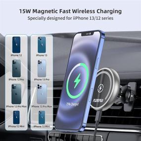 img 3 attached to 🔌 15W Fast Charging Magnetic Wireless Car Charger for iPhone 13/13Pro/13 Pro Max/13 Mini/iPhone 12/12 Pro/12 Pro Max/12 Mini - Car Windshield Dashboard Air Vent Car Phone Holder Charger