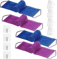 🛀 african exfoliating body net: 4-piece bath sponge set with soap mesh & adhesive hooks for daily use – ideal back skin smoother for women and men, stretchable up to 29 inches logo