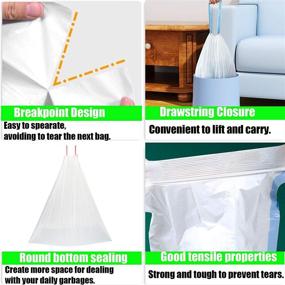 img 1 attached to 🗑️ 100 Count Blue Drawstring Trash Bags, 4 Gallon Garbage Bags, Ultra Strong Trash Can Liners - 15L, 0.9 Mil, 22Um, White Plastic Trash Bags