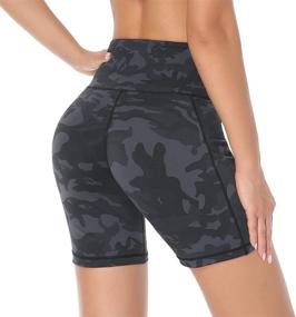 img 2 attached to 🩳 High Waist Tummy Control Women's Yoga Shorts with Pockets - Ideal for Workouts, Biking, Running, and Athletic Compression