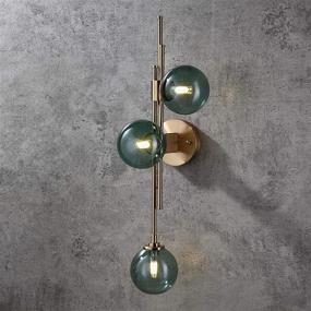 img 1 attached to 🌍 JiuZhuo Mid-Century Modern Clear Glass Indoor Wall Lamp Fixture - Decorative 3-Light Globe Wall Sconce in Green