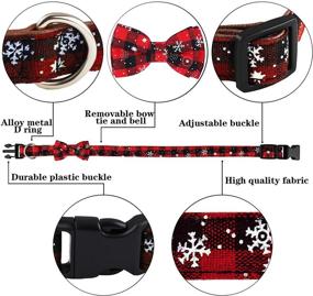 img 2 attached to ELCOHO Christmas Snowflake Dog Collars - 2 Pack, Adjustable Collars with Bow Tie, Classic Plaid Design, and 2 Pack of Pet Christmas Hats - Costume Accessories for Cats, Dogs, and Other Pets