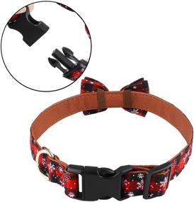 img 1 attached to ELCOHO Christmas Snowflake Dog Collars - 2 Pack, Adjustable Collars with Bow Tie, Classic Plaid Design, and 2 Pack of Pet Christmas Hats - Costume Accessories for Cats, Dogs, and Other Pets