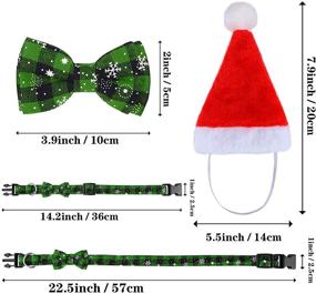 img 3 attached to ELCOHO Christmas Snowflake Dog Collars - 2 Pack, Adjustable Collars with Bow Tie, Classic Plaid Design, and 2 Pack of Pet Christmas Hats - Costume Accessories for Cats, Dogs, and Other Pets