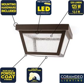 img 3 attached to 🔆 CORAMDEO 9.25” Square Ceiling Light: Porch & Outdoor Hallway Illumination with 1200 Lumens, Rustic Bronze Powder Coat Finish