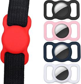 img 4 attached to 🔒 Airtag Holder-Compatible Apple Air Tag Case 4-Pack: Ideal for Pet Dog/Cat Collar and Children's School Bag (Black/Pink/Blue/White)