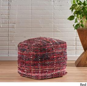 img 2 attached to 🔴 Stylish and Versatile: Christopher Knight Home Harris Fabric Pouf in Striking Red