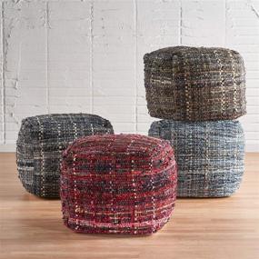 img 1 attached to 🔴 Stylish and Versatile: Christopher Knight Home Harris Fabric Pouf in Striking Red