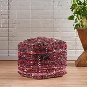 img 3 attached to 🔴 Stylish and Versatile: Christopher Knight Home Harris Fabric Pouf in Striking Red