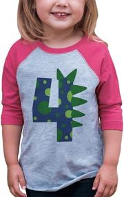 img 4 attached to 🦖 Dinosaur Spikes 4th Birthday Shirt for Boys: Celebrate Your 4 Year Old Birthday Boy with Dino Four T-Shirt Raglan Tee