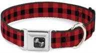 🐕 buckle-down buffalo plaid black/red seatbelt dog collar logo