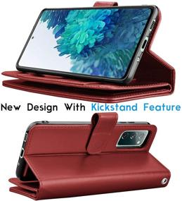 img 1 attached to Эксклюзивный кожаный чехол-кошелек Tekcoo Premium Red для Galaxy S20 FE 5G и S20 Fan Edition - роскошный чехол с откидным клапаном из искусственной кожи с отделениями для карт и съемным магнитным жестким чехлом.