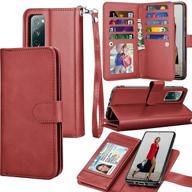 premium red tekcoo wallet case for galaxy s20 fe 5g & s20 fan edition - luxury flip pu leather cover with card slots & detachable magnetic hard case logo