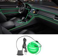 улучшите интерьер своего автомобиля с помощью ledcare el wire interior car led strip lights: usb неоновый светящийся электролюминесцентный провод (зеленый, 5 м / 16,5 фута) логотип