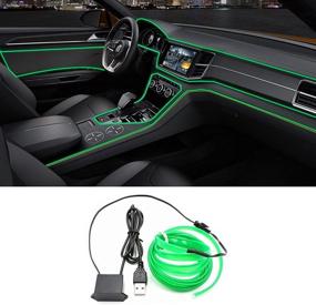 img 4 attached to Улучшите интерьер своего автомобиля с помощью LEDCARE EL Wire Interior Car LED Strip Lights: USB неоновый светящийся электролюминесцентный провод (зеленый, 5 м / 16,5 фута)