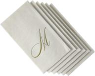 📩 premium caspari white pearl paper linen guest towels with monogram initial m - pack of 24 logo