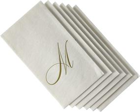 img 1 attached to 📩 Premium Caspari White Pearl Paper Linen Guest Towels with Monogram Initial M - Pack of 24