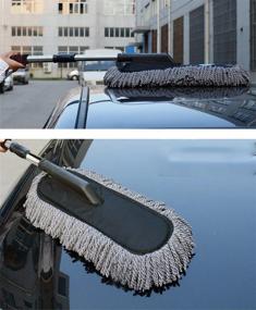 img 2 attached to Extendable Handle Microfiber Car Duster Set of 4 Brushes - Interior and Exterior Multipurpose Cleaning for Cars