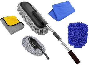 img 4 attached to Extendable Handle Microfiber Car Duster Set of 4 Brushes - Interior and Exterior Multipurpose Cleaning for Cars