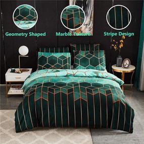 img 2 attached to 🛏️ Marble Geometric Comforter Set - LOVINSUNSHINE Bedding Collection, Green Geometric Pattern, Twin Size, 2 Piece Microfiber Comforter Set