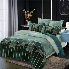 img 4 attached to 🛏️ Marble Geometric Comforter Set - LOVINSUNSHINE Bedding Collection, Green Geometric Pattern, Twin Size, 2 Piece Microfiber Comforter Set