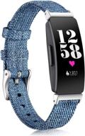 👨 maledan inspire 2 and inspire bands: indigo blue soft woven fabric replacement canvas strap for women and men logo
