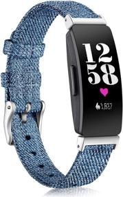 img 4 attached to 👨 Maledan Inspire 2 and Inspire Bands: Indigo Blue Soft Woven Fabric Replacement Canvas Strap for Women and Men