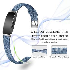 img 3 attached to 👨 Maledan Inspire 2 and Inspire Bands: Indigo Blue Soft Woven Fabric Replacement Canvas Strap for Women and Men