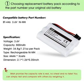 img 3 attached to 3-Pack iMah BT-446 BT-1005 Battery: Uniden TXC146 TXC400 TXC580 Compatible Handset Phone Battery, DC 3.6V Ni-MH