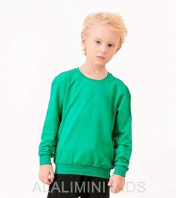 img 2 attached to 👕 Cute & Comfortable ALALIMINI Boys & Girls Crewneck Sweatshirts - Solid Cotton Long Sleeve Pullover Tshirts for Toddler Kids